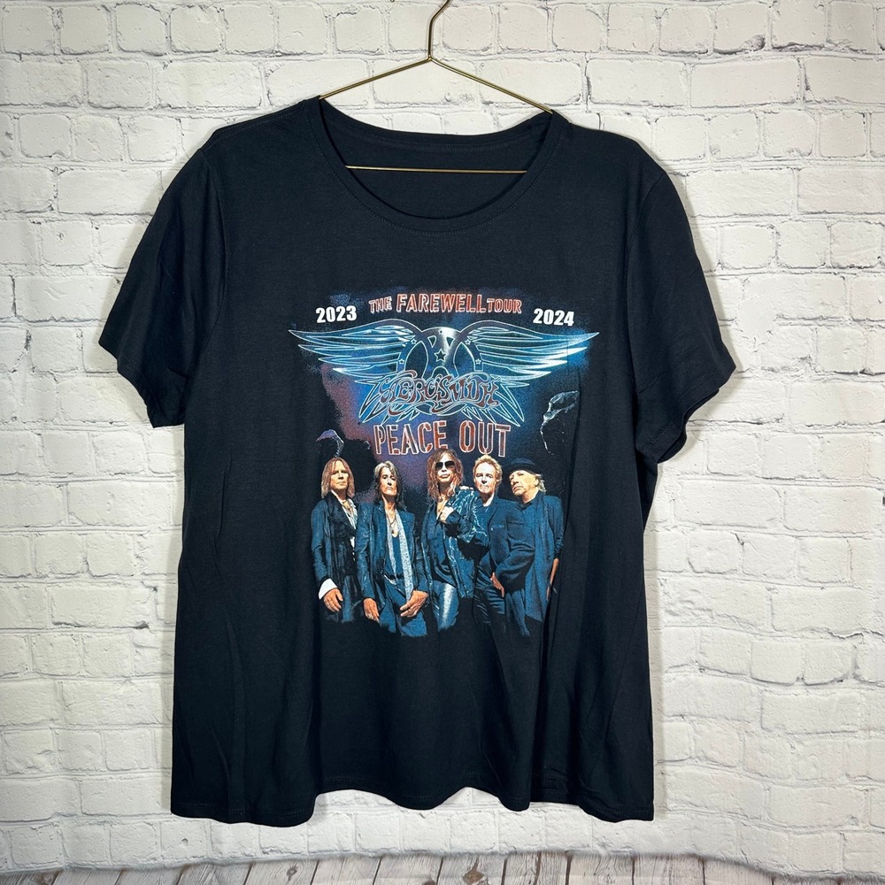 Aerosmith Peace Out Farewell Tour 2023‎ 2024 Concert T-Shirt Black XL Black Crow